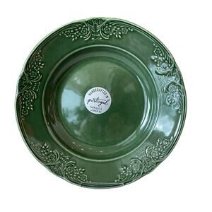 Matceramica Portugal Green Ceramic Salad Plates 9" Set of 4 Embossed Border